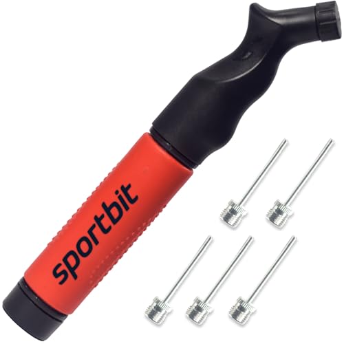 SPORTBIT Ball Pump for Sports Balls - Push & Pull Inflating System - Hand Pump for All Exercise Balls - Volleyball Pump, Basketball Inflator, Football & Soccer Ball Air Pump - Goes with 5 Needles Set|B01A425KQW