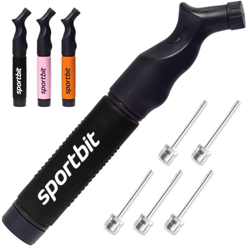 SPORTBIT Ball Pump for Sports Balls - Push & Pull Inflating System - Hand Pump for All Exercise Balls - Volleyball Pump, Basketball Inflator, Football & Soccer Ball Air Pump - Goes with 5 Needles Set|B07Q21HC8R