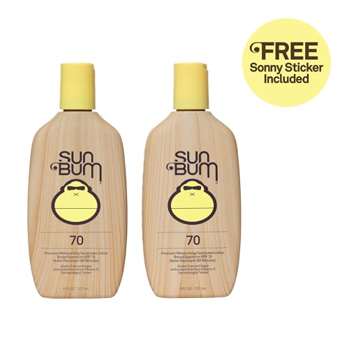Sun Bum Original SPF 70 Sunscreen Lotion | Vegan and Reef Friendly (Octinoxate & Oxybenzone Free) Broad Spectrum Moisturizing UVA/UVB Sunscreen with Vitamin E | 8 oz (Pack of 2)|B01C64NO00