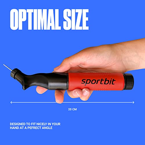 SPORTBIT Ball Pump for Sports Balls - Push & Pull Inflating System - Hand Pump for All Exercise Balls - Volleyball Pump, Basketball Inflator, Football & Soccer Ball Air Pump - Goes with 5 Needles Set|B01A425KQW