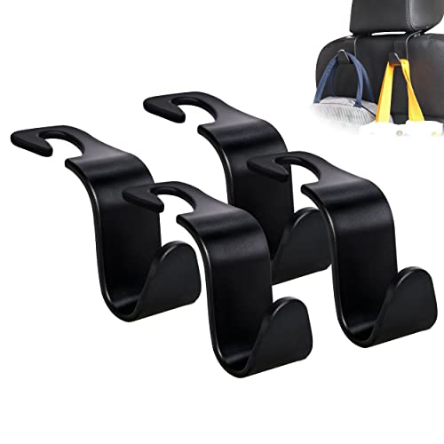 Amooca Car Seat Headrest Hook 4 Pack Hanger Storage Organizer Universal for Handbag Purse Coat fit Universal Vehicle Car Black S Type|B07SGBR7T8