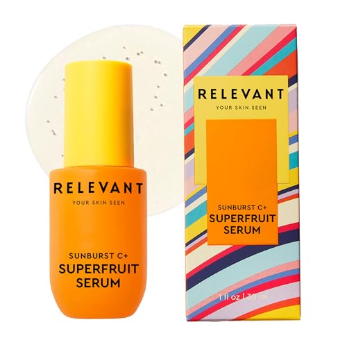 Relevant Sunburst C Plus Superfruit Face Serum - Vitamin C Serum with Jojoba Oil for Wrinkles - Cruelty Free Face Moisturizer - Vegan Skincare - 1 oz|B0CX98GCD7