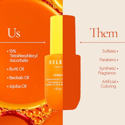 Relevant Sunburst C Plus Superfruit Face Serum - Vitamin C Serum with Jojoba Oil for Wrinkles - Cruelty Free Face Moisturizer - Vegan Skincare - 1 oz|B0CX98GCD7