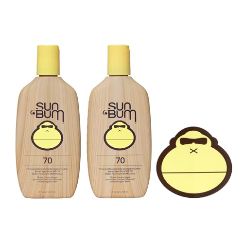 Sun Bum Original SPF 70 Sunscreen Lotion | Vegan and Reef Friendly (Octinoxate & Oxybenzone Free) Broad Spectrum Moisturizing UVA/UVB Sunscreen with Vitamin E | 8 oz (Pack of 2)|B01C64NO00