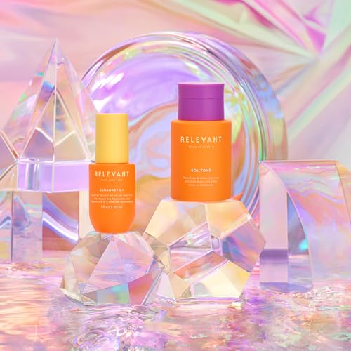 Relevant Sunburst C Plus Superfruit Face Serum - Vitamin C Serum with Jojoba Oil for Wrinkles - Cruelty Free Face Moisturizer - Vegan Skincare - 1 oz|B0CX98GCD7