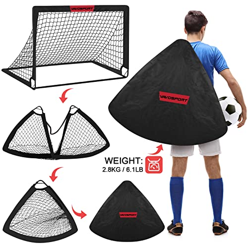 Kids Soccer Goals for Backyard Set - 2 of 4' x 3' Portable Soccer Goal Training Equipment, Pop Up Toddler Soccer Net with Soccer Ball, Soccer Set for Kids, Youth Outdoor Games, Sports, Play|B0B1PQBL9W