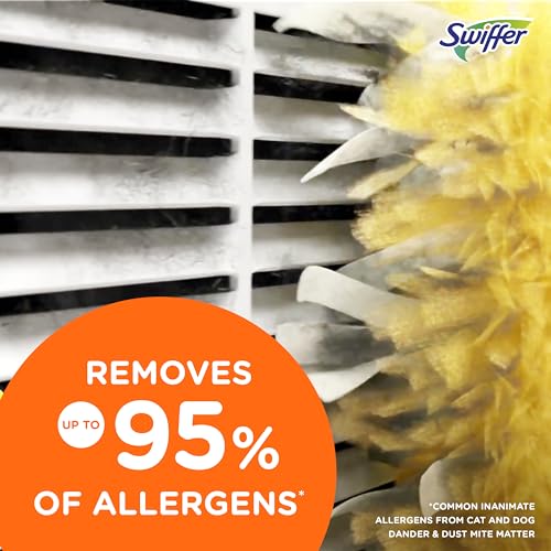 Swiffer Duster Heavy Duty Dusting Kit, Cleaning Supplies, 3 ft Extended Handle, 1 Duster, 12 Refills|B07DBCDCTX