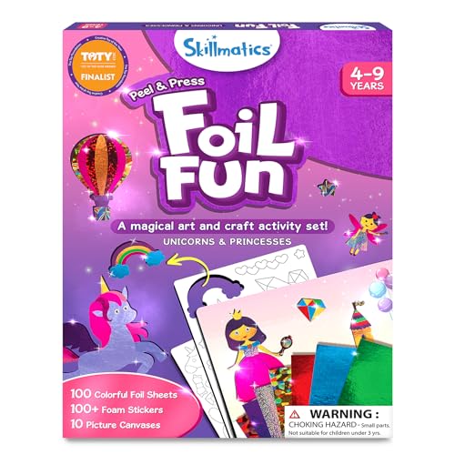 Skillmatics Foil Fun - Unicorns & Princesses, No Mess Art for Kids, Craft Kits & Supplies, DIY Creative Activity, Travel Toys, Gifts for Ages 4, 5, 6, 7, 8, 9|B0BV2YFF5K