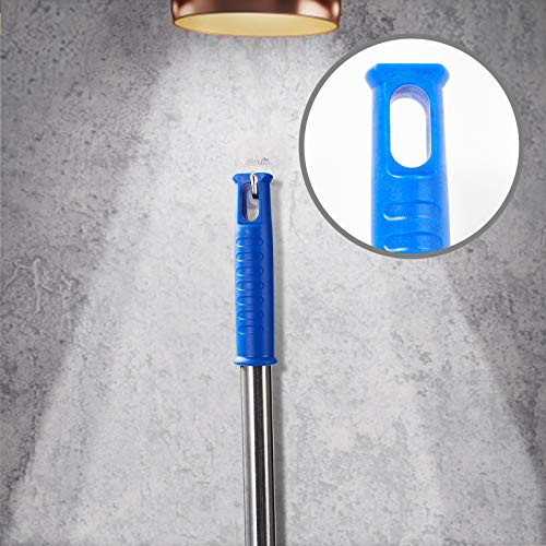 Cobweb Duster with Extension Pole, Washable Cleaning Duster Kit with 2 Duster Heads, Cobweb Duster, Corner Brush, 15-100 Inch Long Aluminum Telescoping Pole for Ceiling Fan (Blue)|B08SW8LFJQ