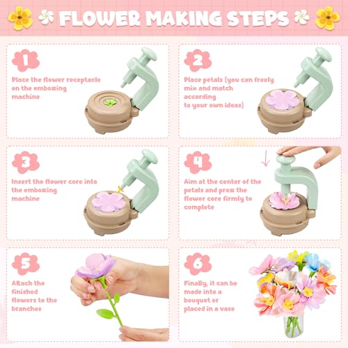 Fabric Flower Bouquets Toys, DIY Craft Kits Toys for Kids - Flowers Market Toy, Build Your Flower Bouquet, Arts & Crafts for 4 5 6 7 8 Year Toddler Girl, Educational Activity Preschool B-Day Gifts|B0CY5BQPR8