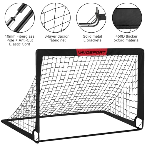 Kids Soccer Goals for Backyard Set - 2 of 4' x 3' Portable Soccer Goal Training Equipment, Pop Up Toddler Soccer Net with Soccer Ball, Soccer Set for Kids, Youth Outdoor Games, Sports, Play|B0B1PQBL9W
