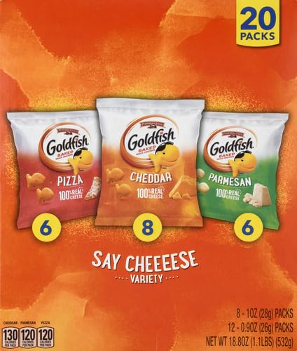 Goldfish Bold Mix Variety Pack Snack Crackers, 1 oz Snack Packs, 30 Ct Box