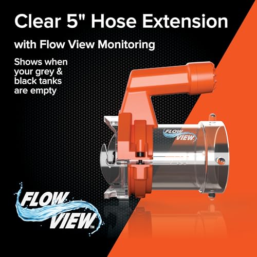 Camco Rhino RV Sewer Hose Extender PRO – 5″ Sewer Hose Extension — Torque-Grip Handle with Built-in LED Flashlight — The Easiest Way to Connect Your RV Sewer Hose (39570)|B0DZ73J2DZ