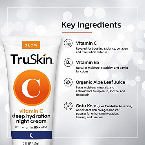 TruSkin Vitamin C Night Cream – Skin’s Natural Collagen Supporting Blend with Cocoa Butter, Vitamin B5, Botanical Essential Oils – Brightening and Hydrating Face & Neck, Firmer-Feeling Skin, 2 fl oz|B08X4WWCFF
