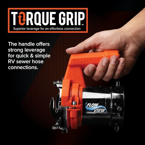Camco Rhino RV Sewer Hose Extender PRO – 5″ Sewer Hose Extension — Torque-Grip Handle with Built-in LED Flashlight — The Easiest Way to Connect Your RV Sewer Hose (39570)|B0DZ73J2DZ