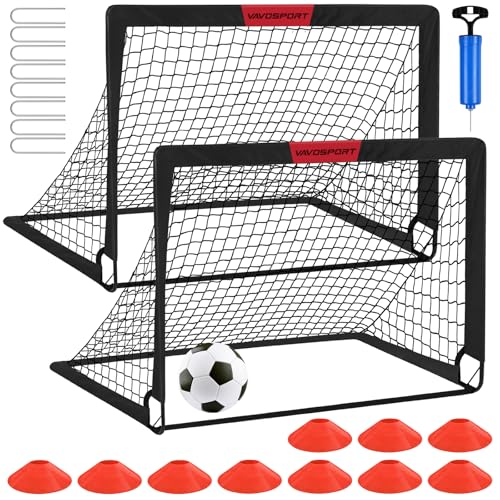 Kids Soccer Goals for Backyard Set - 2 of 4' x 3' Portable Soccer Goal Training Equipment, Pop Up Toddler Soccer Net with Soccer Ball, Soccer Set for Kids, Youth Outdoor Games, Sports, Play|B0B1PQBL9W