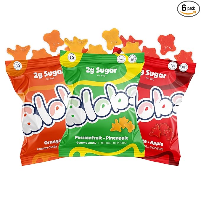 Blobs Gummy Candy - Healthy Low Sugar Gummies Variety Pack (6 Pack)