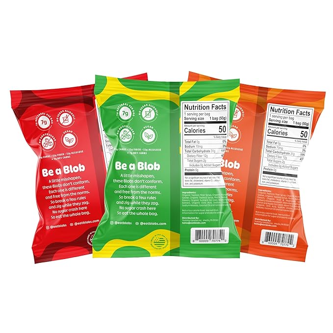 Blobs Gummy Candy - Healthy Low Sugar Gummies Variety Pack (6 Pack)