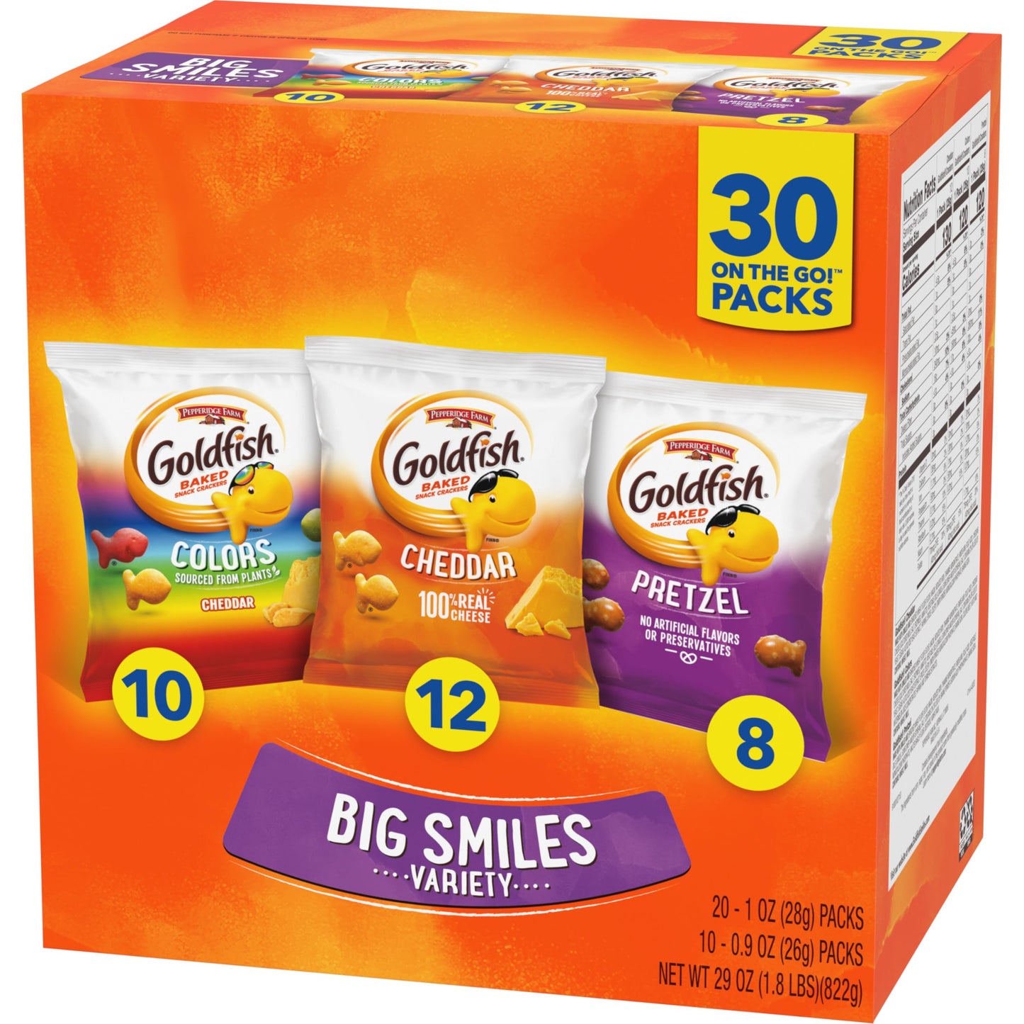 Goldfish Bold Mix Variety Pack Snack Crackers, 1 oz Snack Packs, 30 Ct Box