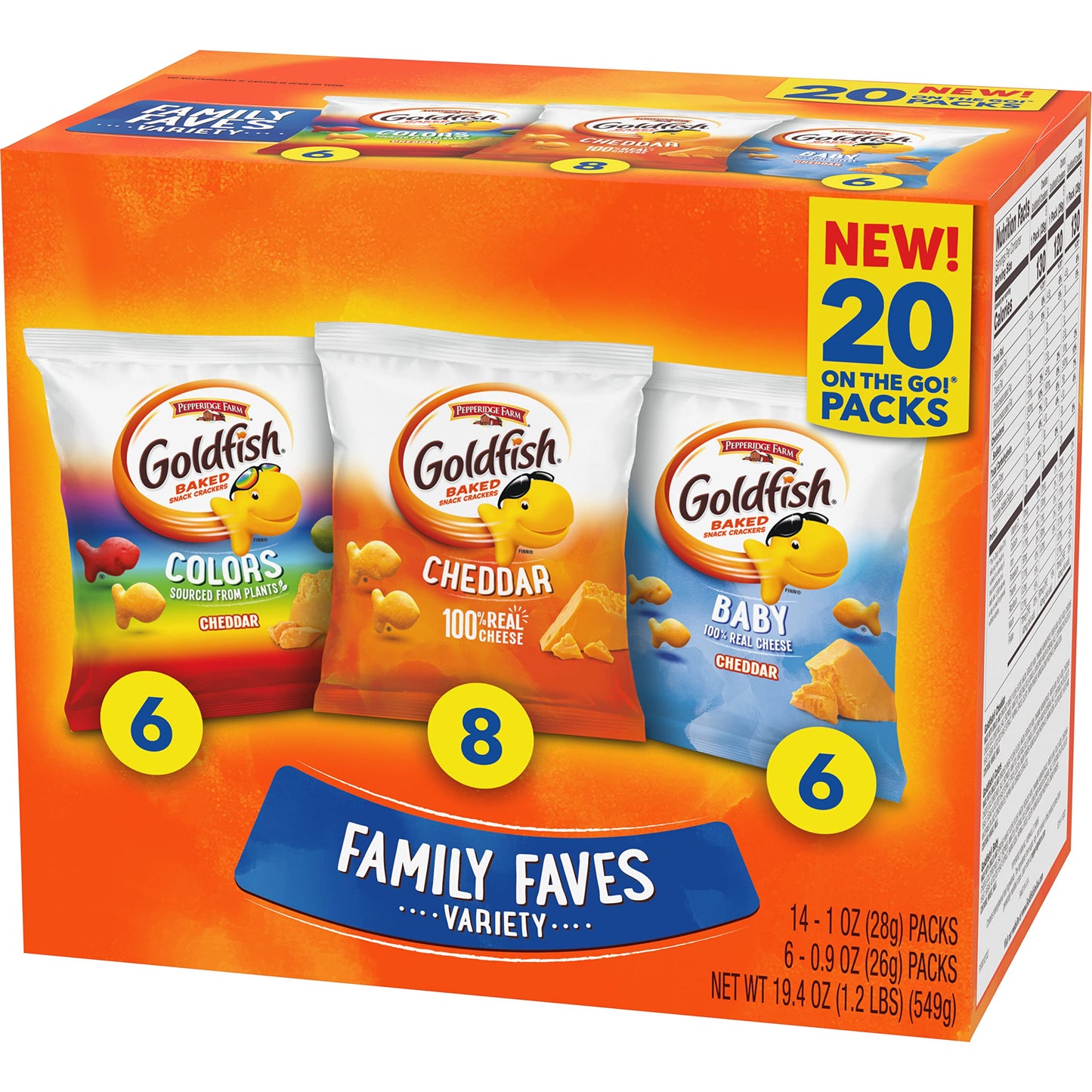 Goldfish Bold Mix Variety Pack Snack Crackers, 1 oz Snack Packs, 30 Ct Box