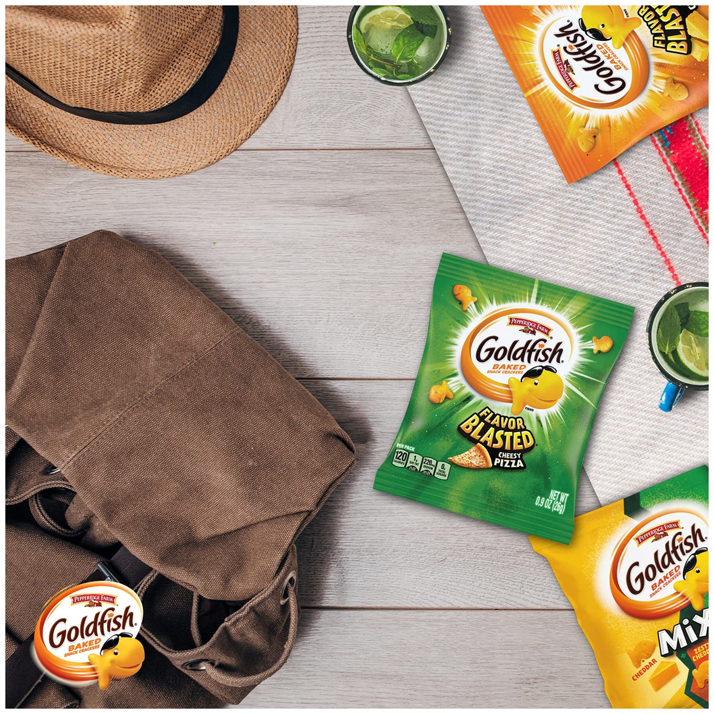 Goldfish Bold Mix Variety Pack Snack Crackers, 1 oz Snack Packs, 30 Ct Box